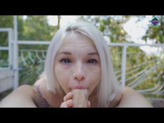 POV. Blowjob. white bitch loves to suck a big cock deeply.