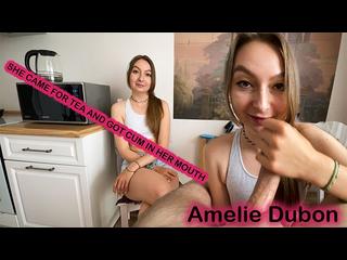 A Neighbor Came For Tea and Got Cum in Her Mouth - Amelie Dubon
