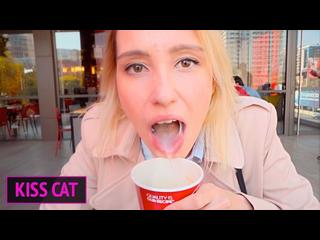 Public Agent - 18 Babe Suck Dick in Toilet Wendis & Drink Coffe with Cum / Kiss Cat