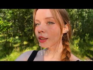 BEST blowjob in the FOREST from a Blonde with Green eyes