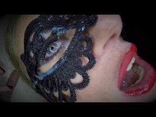 Dutch masked blonde girl gets facial and swallows cum