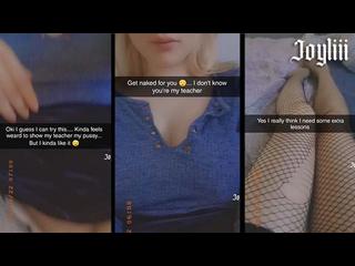 Slutty student! Sexting my teacher and cum for him on Snapchat (@real.joyliii add me)